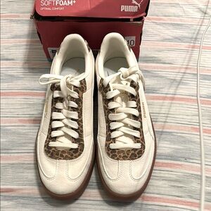 Puma Women's Cream & Leopard Print SoftFoam+ Sneakers